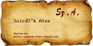 Szirák Alex névjegykártya